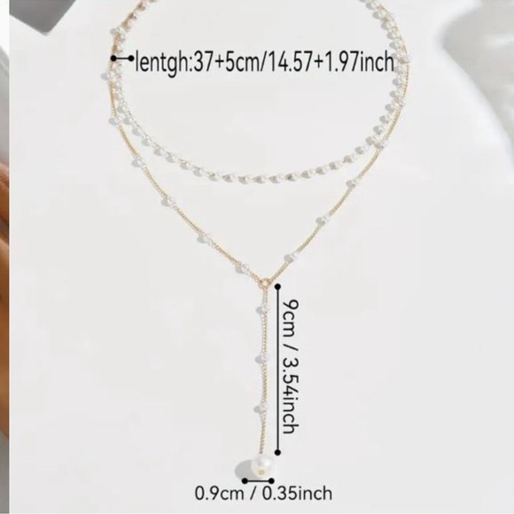 NEW 18K Gold Plated Layered Pearl Drop Y-Necklace - Picture 7 of 7